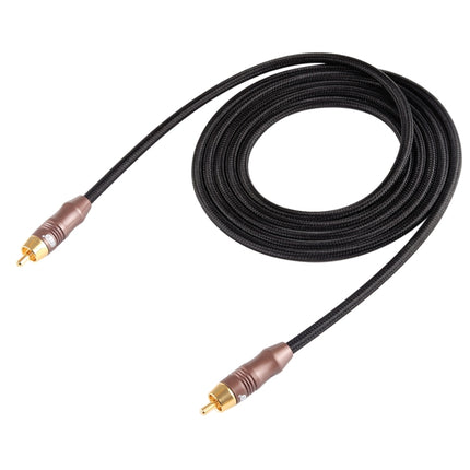 EMK 8mm RCA Male to 6mm RCA Male Gold-plated Plug Cotton Braided Audio Coaxial Cable for Speaker Amplifier Mixer, Length: 2m(Black)-garmade.com