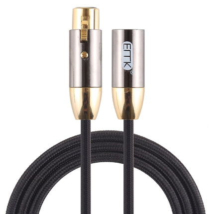 EMK XLR Male to Female Gold-plated Plug Cotton Braided Cannon Audio Cable for XLR Jack Devices, Length: 1m(Black)-garmade.com