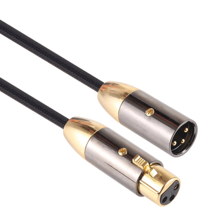 EMK XLR Male to Female Gold-plated Plug Cotton Braided Cannon Audio Cable for XLR Jack Devices, Length: 1m(Black)-garmade.com