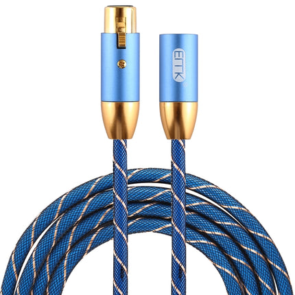 EMK XLR Male to Female Gold-plated Plug Grid Nylon Braided Cannon Audio Cable for XLR Jack Devices, Length: 2m(Blue)-garmade.com