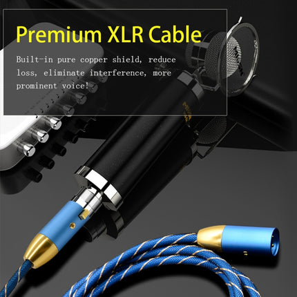 EMK XLR Male to Female Gold-plated Plug Grid Nylon Braided Cannon Audio Cable for XLR Jack Devices, Length: 2m(Blue)-garmade.com