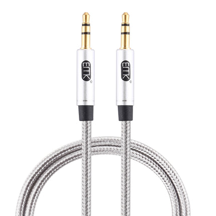 EMK 3.5mm Male to Male Gold-plated Plug Cotton Braided Audio Cable for Speaker / Notebooks / Headphone, Length: 1m(Grey)-garmade.com