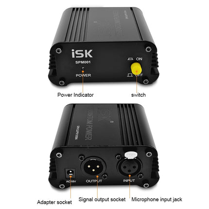 ISK SPM001 48V Phantom Power Source for Condenser Microphone-garmade.com