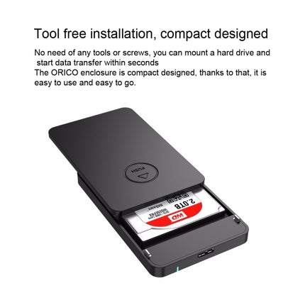 ORICO 2569S3 USB3.0 Micro-B External Hard Disk Box Storage Case for 9.5mm 2.5 inch SATA HDD / SSD(Black)-garmade.com