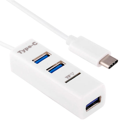 2 in 1 USB-C / Type-C 3.1 to USB 2.0 COMBO 3 Ports HUB + TF Card Reader(White)-garmade.com