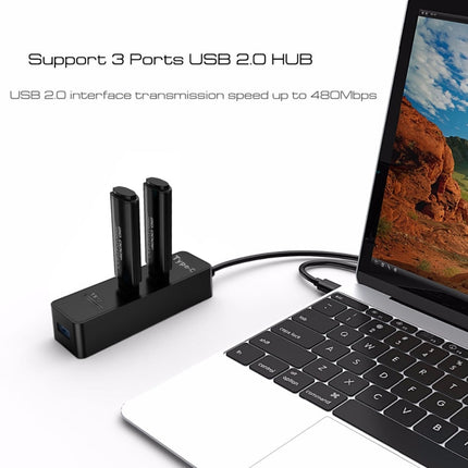 2 in 1 USB 3.1 USB-C / Type-C to USB 2.0 COMBO 3 Ports HUB + TF Card Reader(Black)-garmade.com