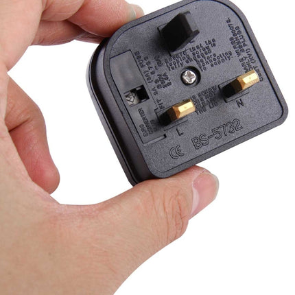 BS-5732 Portable EU Plug to UK Plug Adapter Power Socket Travel Converter with Fuse-garmade.com