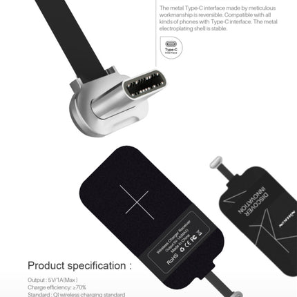 NILLKIN Magic Tag QI Standard Wireless Charging Receiver with USB-C / Type-C Port(Black)-garmade.com