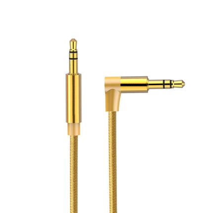 AV01 3.5mm Male to Male Elbow Audio Cable, Length: 1m(Gold)-garmade.com