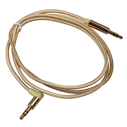 AV01 3.5mm Male to Male Elbow Audio Cable, Length: 1m(Gold)-garmade.com