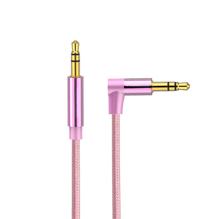 AV01 3.5mm Male to Male Elbow Audio Cable, Length: 1m (Rose Gold)-garmade.com