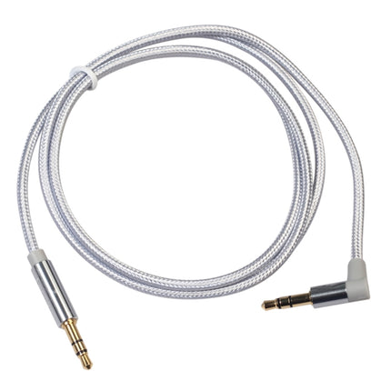 AV01 3.5mm Male to Male Elbow Audio Cable, Length: 1m (Silver Grey)-garmade.com