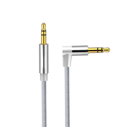 AV01 3.5mm Male to Male Elbow Audio Cable, Length: 1.5m (Silver Grey)-garmade.com