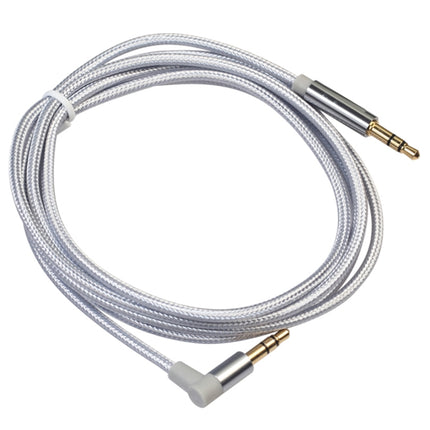AV01 3.5mm Male to Male Elbow Audio Cable, Length: 1.5m (Silver Grey)-garmade.com