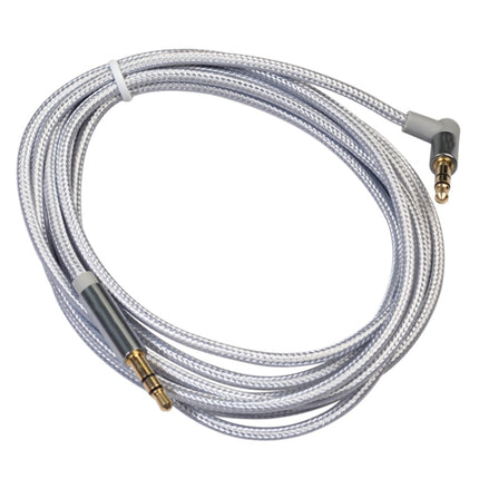AV01 3.5mm Male to Male Elbow Audio Cable, Length: 2m (Silver Grey)-garmade.com