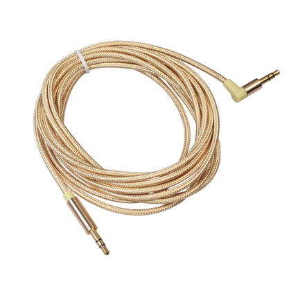 AV01 3.5mm Male to Male Elbow Audio Cable, Length: 3m(Gold)-garmade.com