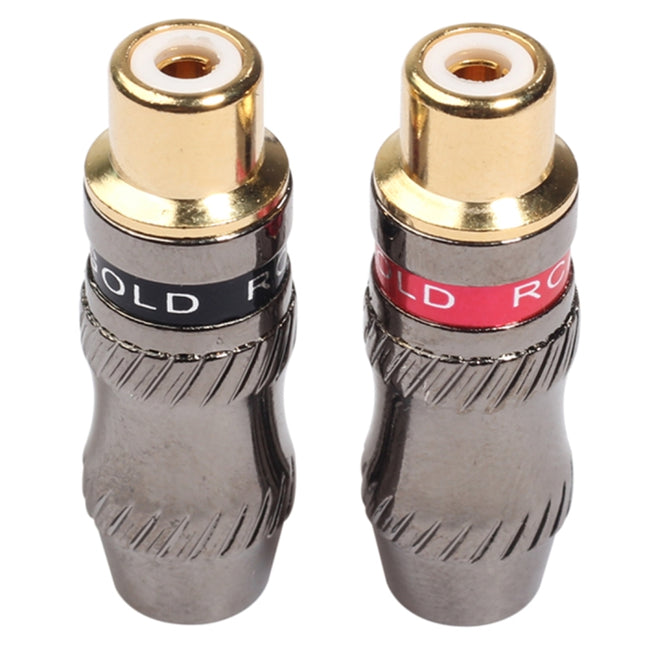 REXLIS TR026-1 2 PCS RCA Female Plug Audio Jack Gold Plated Adapter for DIY Audio Cable & Video cable-garmade.com