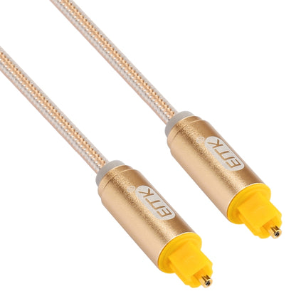 EMK 1m OD4.0mm Gold Plated Metal Head Woven Line Toslink Male to Male Digital Optical Audio Cable(Gold)-garmade.com