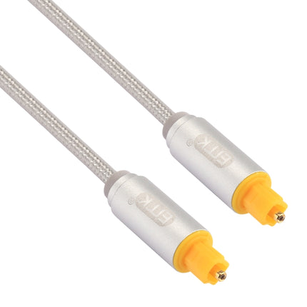 EMK 1m OD4.0mm Gold Plated Metal Head Woven Line Toslink Male to Male Digital Optical Audio Cable(Silver)-garmade.com