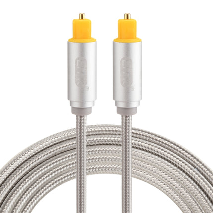 EMK 2m OD4.0mm Gold Plated Metal Head Woven Line Toslink Male to Male Digital Optical Audio Cable(Silver)-garmade.com