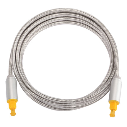 EMK 2m OD4.0mm Gold Plated Metal Head Woven Line Toslink Male to Male Digital Optical Audio Cable(Silver)-garmade.com