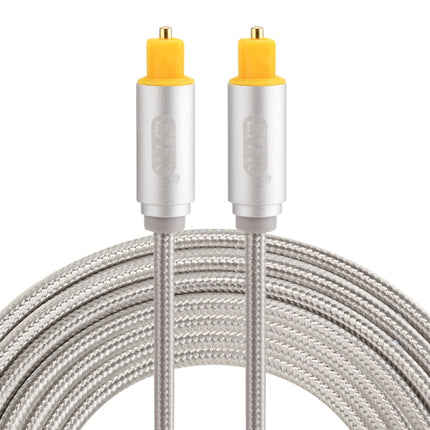 EMK 3m OD4.0mm Gold Plated Metal Head Woven Line Toslink Male to Male Digital Optical Audio Cable(Silver)-garmade.com