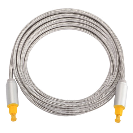 EMK 3m OD4.0mm Gold Plated Metal Head Woven Line Toslink Male to Male Digital Optical Audio Cable(Silver)-garmade.com