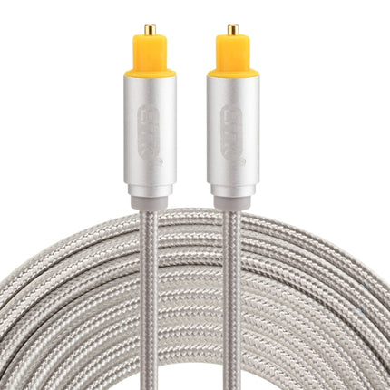 EMK 5m OD4.0mm Gold Plated Metal Head Woven Line Toslink Male to Male Digital Optical Audio Cable(Silver)-garmade.com