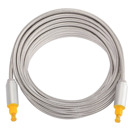 EMK 5m OD4.0mm Gold Plated Metal Head Woven Line Toslink Male to Male Digital Optical Audio Cable(Silver)-garmade.com