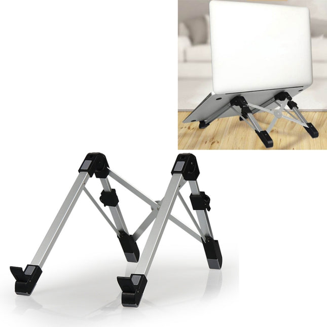 Aluminum Alloy Laptop Height Extender Holder Stand Folding Portable Computer Heat Dissipation Bracket, Size: 24.5x3.3x2.8cm(Black)-garmade.com