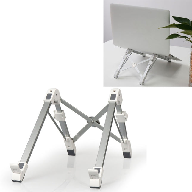 Aluminum Alloy Laptop Height Extender Holder Stand Folding Portable Computer Heat Dissipation Bracket, Size: 24.5x3.3x2.8cm (White)-garmade.com