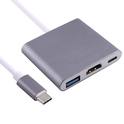 USB-C / Type-C 3.1 Male to USB-C / Type-C 3.1 Female & HDMI Female & USB 3.0 Female Adapter(Grey)-garmade.com