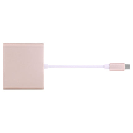USB-C / Type-C 3.1 Male to USB-C / Type-C 3.1 Female & HDMI Female & USB 3.0 Female Adapter(Gold)-garmade.com