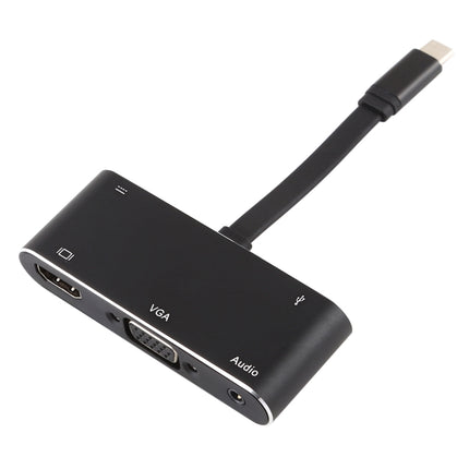 V126 UCB-C / Type-C Male to PD + HDMI + VGA + Audio + USB 3.0 Female 5 in 1 Converter-garmade.com