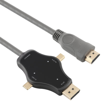 D65A 1.8m DisplayPort In & Mini DP In & USB-C / Type-C In to HDMI 4K Output Video Adapter Cable-garmade.com