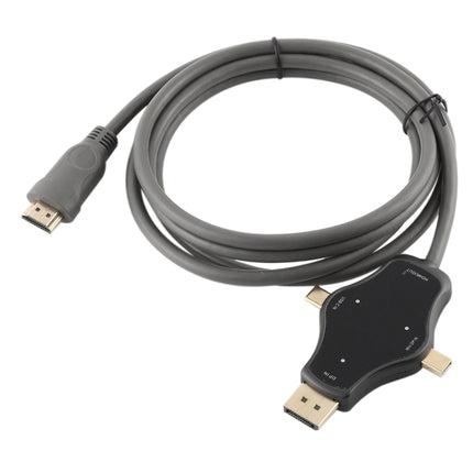 D65A 1.8m DisplayPort In & Mini DP In & USB-C / Type-C In to HDMI 4K Output Video Adapter Cable-garmade.com
