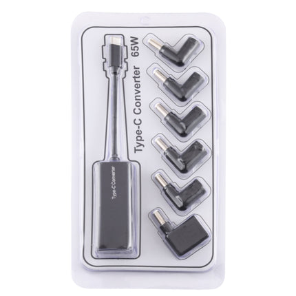 Laptop Power Adapter 65W USB-C / Type-C Converter to 6 in 1 Power Adapter (Black)-garmade.com