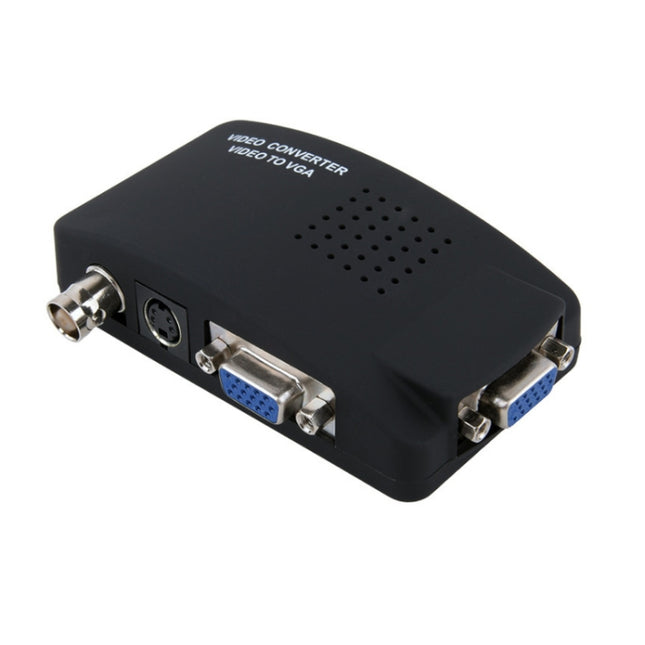 HOWEI HW-2404 BNC / S-Video to VGA Video Converter(Black)-garmade.com