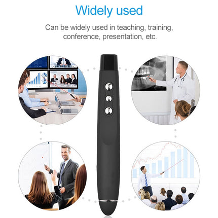 2.4GHz Wireless Laser PowerPoint Page Turning Pen Multimedia Wireless Presentation Projection Pen with USB Receiver, Remote Control Distance: 30m-garmade.com