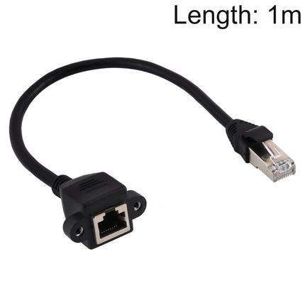RJ45 Female to Male CAT6E Network Panel Mount Screw Lock Extension Cable, Length: 1m-garmade.com