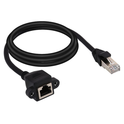 RJ45 Female to Male CAT6E Network Panel Mount Screw Lock Extension Cable, Length: 2m-garmade.com