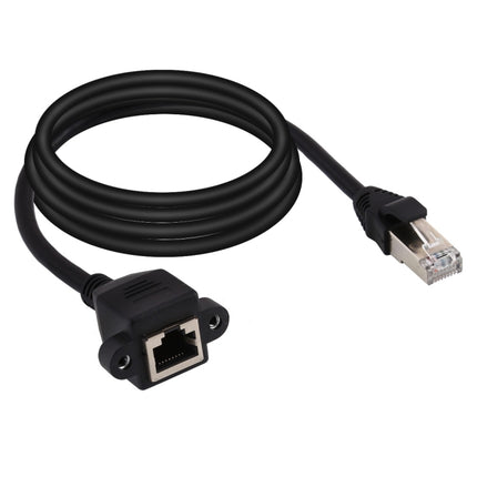 RJ45 Female to Male CAT6E Network Panel Mount Screw Lock Extension Cable, Length: 3m-garmade.com
