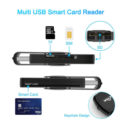 ROCKETEK CR310 USB 3.0 + TF Card + SD Card + SIM Card + Smart Card Multi-function Card Reader-garmade.com