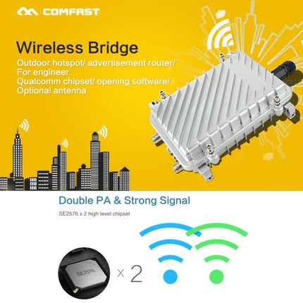 COMFAST CF-WA700 Qualcomm AR9341 300Mbps/s Outdoor Wireless Network Bridge with Dual Antenna 48V POE Adapter & AP / Router Mode, Classfication Function, 85 Devices Connecting Synchronously-garmade.com