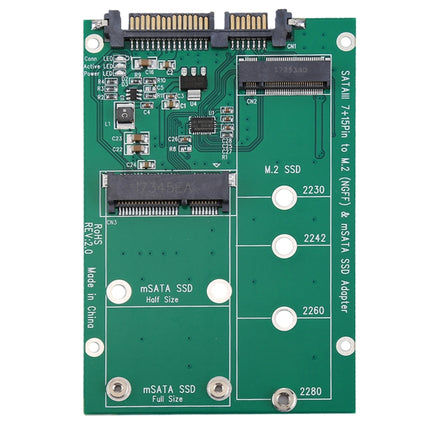M.2 NGFF & mSATA SSD to SATA III 7+15 Pin Adapter Converter-garmade.com