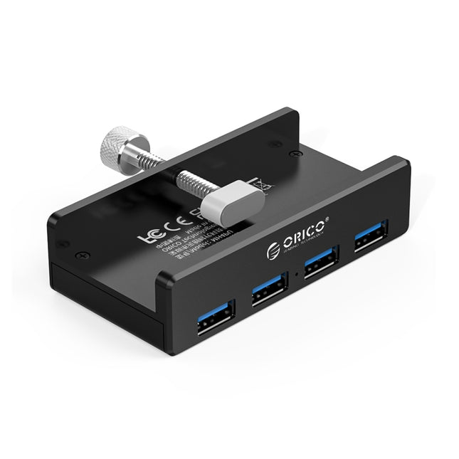 ORICO MH4PU Aluminum Alloy 4 Ports USB 3.0 Clip-type HUB with 1m USB Cable, Clip Width Range: 10-32mm(Black)-garmade.com