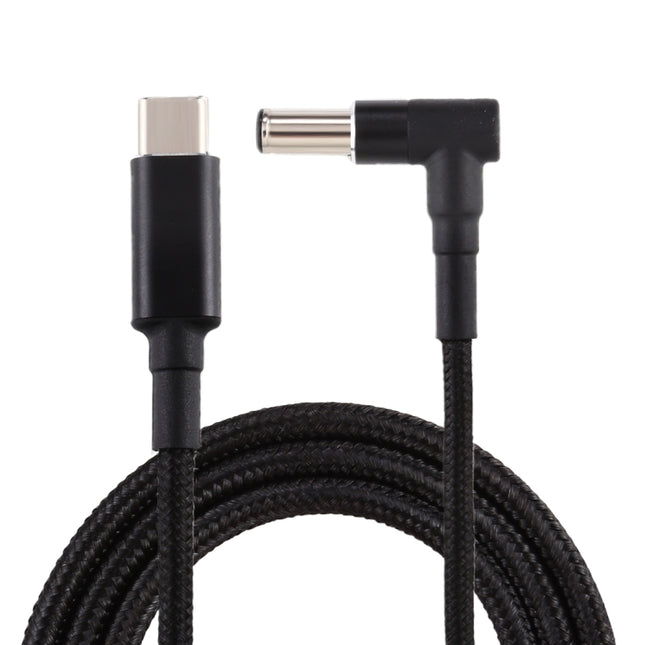 PD 100W 6.0 x 1.4mm Elbow to USB-C / Type-C Nylon Weave Power Charge Cable, Cable Length: 1.7m-garmade.com