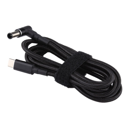 PD 100W 6.0 x 1.4mm Elbow to USB-C / Type-C Nylon Weave Power Charge Cable, Cable Length: 1.7m-garmade.com