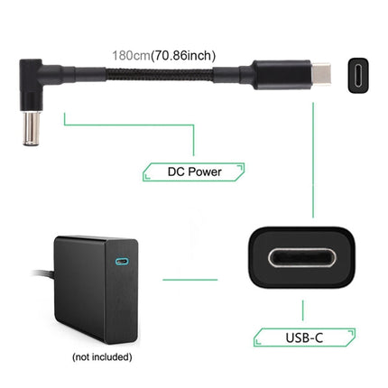 PD 100W 6.0 x 1.4mm Elbow to USB-C / Type-C Nylon Weave Power Charge Cable, Cable Length: 1.7m-garmade.com