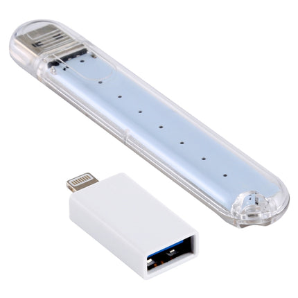 8LEDs 5V 200LM USB LED Book Light Portable Night Light, with 8 Pin Adapter(Warm White)-garmade.com